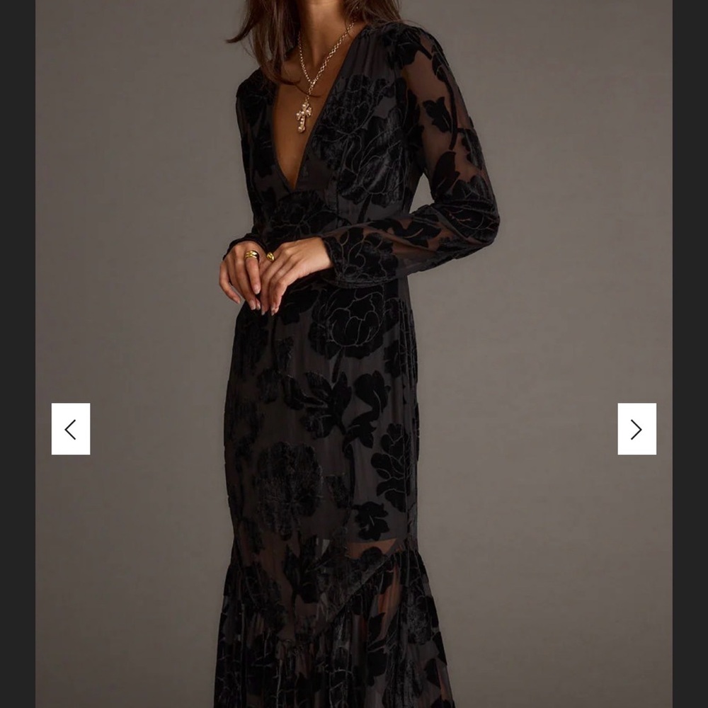 12th Tribe Black Sheer Floral Dress